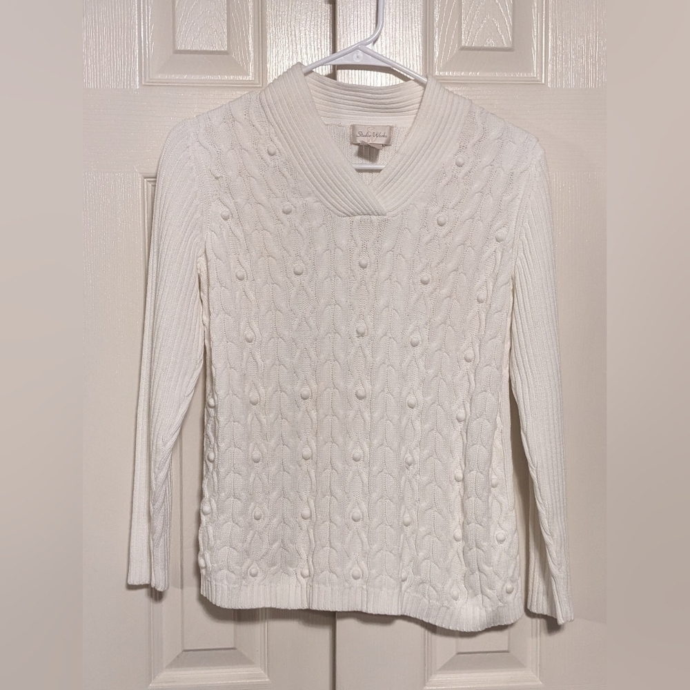 5/$25 Studio Works Knit White Sweater 100% Cotton